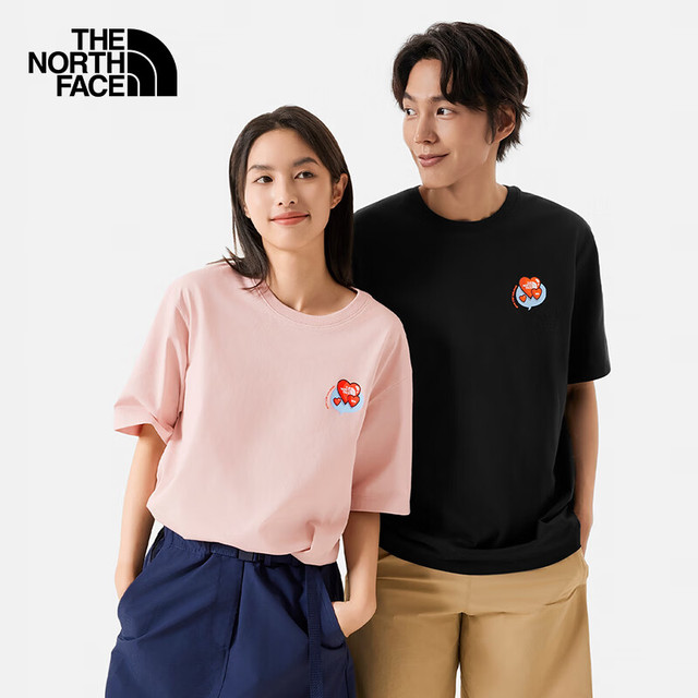 THE NORTH FACE 短袖T恤爱心山夏印花舒适透气户外TheNorthFace|8CSY LK6/柔雾粉