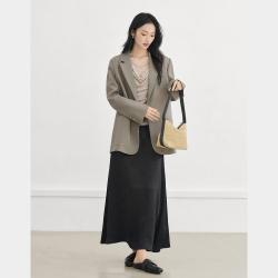 DUIBAI 2025秋装极简宽松H型女式西装外套时髦开叉通勤休闲小西服