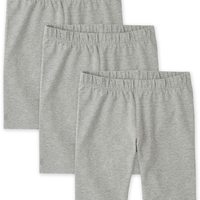 THE CHILDREN'S PLACE 女童加大码纯色自行车短裤,3 件装, 麻灰色 3 件装, XX-Large