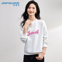 真维斯卫衣女秋季oversize圆领宽松舒适休闲百搭无帽上衣白色L ED-43-262327白色