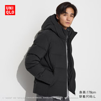 UNIQLO 优衣库 男装无缝羽绒连帽外套/羽绒服保暖休闲夹克470077 09 黑色 S /165/84A