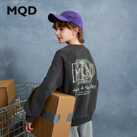 马骑顿（MQD）男童25秋街潮宽松插肩袖套头字母圆领卫衣跑步 碳黑 140