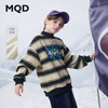 马骑顿（MQD）MQD男大童冬季学院风经典条纹加绒半高领卫衣 黑白条 1