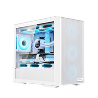 EVESKY航嘉暗夜猎手360M 玻璃侧透机箱 台式主机机箱 支持M-ATX主板/360水冷/卡扣式快拆侧板 暗夜猎手360M-白色+9个暮光炫彩风扇