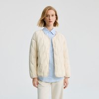 冰洁 BENGENBINJORA 25秋冬新款轻薄短款羽绒服女简约保暖夹克外套J5300EB33T 白桦色 L 170/92A 【体重约60-80KG】
