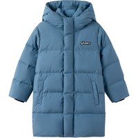 亚瑟士/亚瑟士童装25年冬季儿童中长款羽绒服蓬松有型加厚保暖防水 灰蓝色 85%绒子  160 充绒166.6g