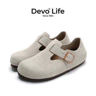 Devo 的沃 爆款！全包軟木勃肯鞋男女同款單鞋 66008 灰色反絨牛皮