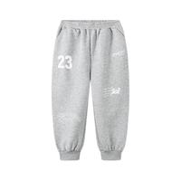 马骑顿（MQD）男童25春学院风运动休闲卡通字母跑步卫裤束脚针织裤 浅麻灰 130
