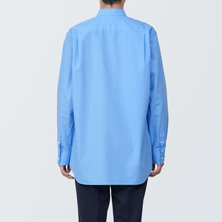 無印良品 MUJI（無印良品 ）男式 免熨烫 休闲合身长袖衬衫 男士衬衣外套 纯棉全棉 浅蓝色