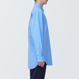 無印良品 MUJI（無印良品 ）男式 免熨烫 休闲合身长袖衬衫 男士衬衣外套 纯棉全棉 浅蓝色
