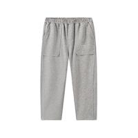 马骑顿（MQD）MQD男大童秋季学院风大口袋直筒透气针织长裤 浅麻灰 130 cm