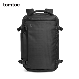 tomtoc 大容量旅行包雙肩包輕量化背包輕便休閑防潑水旅游出差隨行倉T66 速黑 28L｜適合2～3天輕量化出行