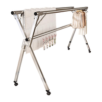 京佳宜落地晾衣架【免安装伸缩1.6米】室内阳台晒衣架不锈钢折叠晒被架