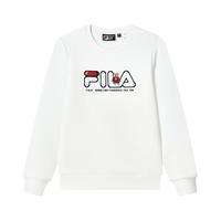 FILA斐乐女子套头卫衣冬季时尚休闲经典圆领长袖加绒上衣 标准白-WT 175/92A/XL