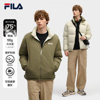 斐乐双面穿羽绒服|FILA 2025冬面包服保暖外套男休闲上衣 【双面穿】雅灰-GY/枯苔绿-KK 160/84A/XS