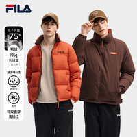斐乐双面穿羽绒服|FILA 2025冬面包服保暖外套男休闲上衣 【双面穿】浅锈红-WI/深岩褐BN 160/84A/XS