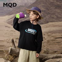 马骑顿（MQD）MQD秋季潮酷休闲假两件机车感运动长袖T恤 黑色 130