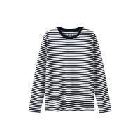 无印良品（無印良品 MUJI）女式 双罗纹编织 圆领长袖T恤 上衣打底衫女装25年秋季 黑色
