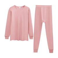 红豆（Hodo） 秋冬内衣秋衣秋裤纯棉套装纯色低圆领打底衫裤 女款深雅粉 L 170/95