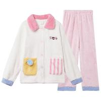 果壳 【加厚暖绒】睡衣女秋冬撞色女士睡衣家居服高级感套装可外穿