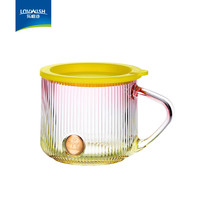 NERVISHIins风竖纹玻璃杯带把水杯家用饮料杯高颜值马克杯高级感咖啡杯子 乐映竖纹把杯【粉色】350ml*1