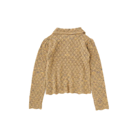 moussy 女装新款蕾丝镂空设计半开领针织开衫女010GSH70-0900