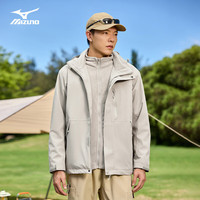 美津浓 户外夹克男三合一锋衣外套透气防风可拆卸款登山服 幻影黑 L