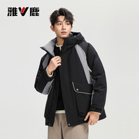 雅鹿 中长款工装派克羽绒服 黑色 XL/180