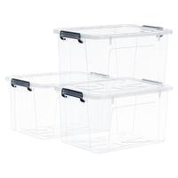 Citylong 禧天龙 无滑轮收纳箱 42L*3只 透明白