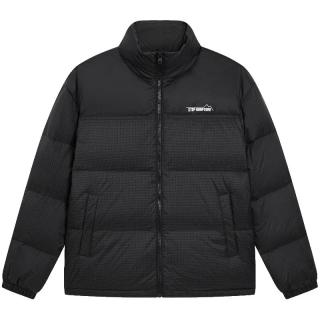 特步 立领羽绒服男女款冬季运动黑色上衣保暖棉服防风外套
