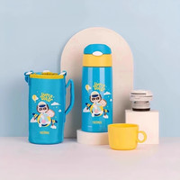 THERMOS 膳魔师 儿童不锈钢保温杯幼儿园宝宝吸管杯便携直饮水杯600ml(双盖+杯套)