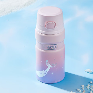 THERMOS 膳魔師 保溫杯大容量水杯吸管杯子運動水杯海洋系列 TSK2保溫杯（粉色） 500ml