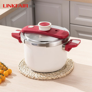 凌豐 高壓鍋304不銹鋼防爆壓力鍋家用燃氣電磁爐通用 珍珠白 22cm 6L