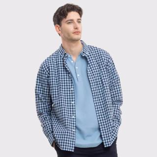 AIGLE 艾高 男款格紋長袖襯衫大氣簡約休閑時(shí)尚