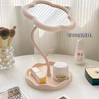 镜子桌面化妆镜台式ins花朵少女梳妆台梳妆镜便携宿舍办公室