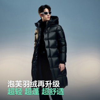 波司登冬季泡芙羽绒服于适同款男女同款装长款连帽新国标外套 幻夜黑-自然光|8633 L 170/92A体重约130-150斤