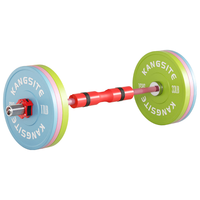 康斯特（KANGSITE）臀桥杠铃套装女士家用马卡龙45cm包胶无味杠铃片深蹲硬拉奥杆 浅蓝色 5kg*2【马卡龙橡胶片】