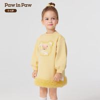 PawinPaw卡通小熊童装25年秋冬新款女宝宝针织连衣裙宽松可爱 Yellow黄色/30 1