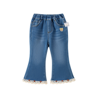 PawinPaw卡通小熊童装25年秋冬女宝宝牛仔喇叭裤拼接百搭 Indigo牛仔蓝色/55 100