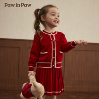 PawinPaw【新年系列】小熊童装25年春秋新女童拜年服套装裙 Red红色/20 110 cm