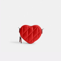 蔻驰(COACH)女士HEART14号条纹绗缝爱心斜挎手拿包运动红色CE766