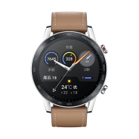 荣耀 MagicWatch 2 智能手表 46mm 黑色表盘 亚麻棕+黑色橡胶表带（血氧、GPS、NFC、扬声器、温度计）