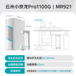 云米 净水器家用小京龙1100GPro大通量厨下净水机RO反渗透0陈水净饮机单芯双碳直饮机