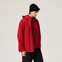 安踏水壳3.0三合一冲锋衣丨户外蓝色冲锋衣男防风防水夹克登山服 喜红色-6 M