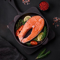 荷裕食品冷冻轮切三文鱼扒(银鲑)净重2斤 富含Ω3 不可生食 原切带刺带鳞