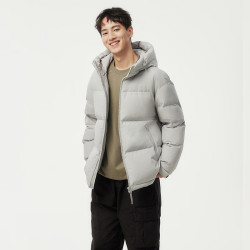 坦博尔 短款连帽防风羽绒服 TF236353 江雪灰
