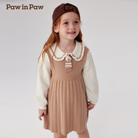 PawinPaw卡通小熊童装秋冬女童假两件毛织连衣裙甜美 Beige米色/35 110 cm