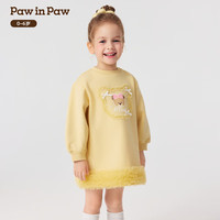 PawinPaw卡通小熊童装25年秋冬女宝宝针织连衣裙宽松可爱 Yellow黄色/30 110