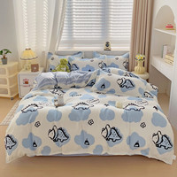 韫色纯棉被套单件加厚100全棉被罩1.5米宿舍被单双人150x200x230 浅蓝色 萌龙记 120x150cm单件被套