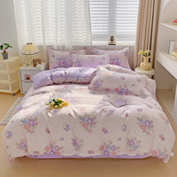 韫色纯棉被套单件加厚100全棉被罩1.5米宿舍被单双人150x200x230 浅紫色 晨露花溪 180x220cm单件被套